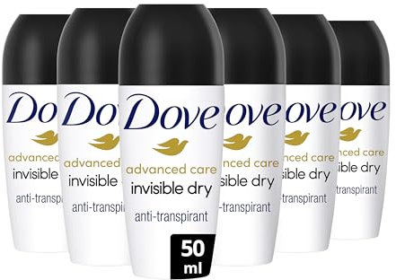 Dove Advanced Care Invisible Dry Anti-perspirant Deodorant pack of 6 with Triple Moisturising technology roll-on for 48 hours of protection 50 ml