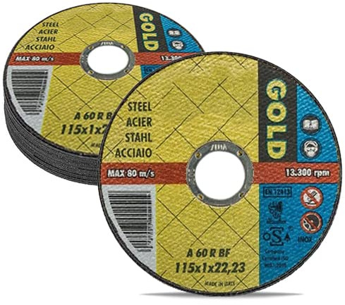 Virsus Dischi da Taglio per Ferro e metallo A60R, misura di 115x1 mm, attacco da 22,23 mm, dischi sottili Inossidabili disco professionale per Smerigliatrici Angolari (10)