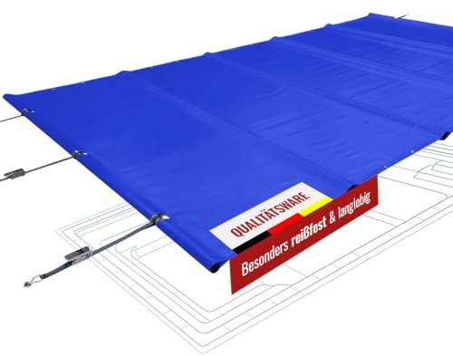 ANKO PLANEN Rechteckige Poolplane Rollschutz 680g/m² - für Sommer & Winter - Poolabdeckung rechteckig - wasserdicht & UV-beständig - blau RAL5002-4,5m x 8,5m
