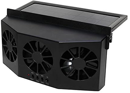 MACHSWON Solar Thin Window Fan Solar Powered Car Exhaust Fan with Three Fans 1.5W ABS Black