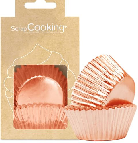 ScrapCooking 5065 - Set di 48 pirottini di presentazione per cupcake e muffin - Decorazioni - Scatole per pasticceria - Colore rame oro rosa dorato - effetto metallizzato