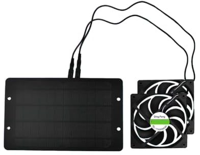 Lelukee Solar Ventilator, 10W Solarpanel-Ventilator wetterfest mit DC 12V Doppel-Ventilator für kleine Hühnerställe, Gewächshäuser, Schuppen, Tierhäuser, Fensterabzug (Doppel-Ventilator)