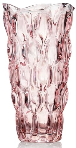 CEMABT Vases en Verre pour Fleurs, Vases Épais de 1,36 kg Style Moderne pour Tables, Décoration de Maison avec Verre, Grands Vases Colorés Classiques et Roses Transparents (Rose)