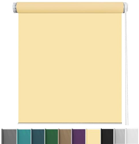 Tende a Rullo per Interni 45 x 230 cm Privacy, Protezione Da Luce Tende a Rullo Oscuranti Su Misura Kit Di Montaggio Incluso Per Porte E Finestre, Beige