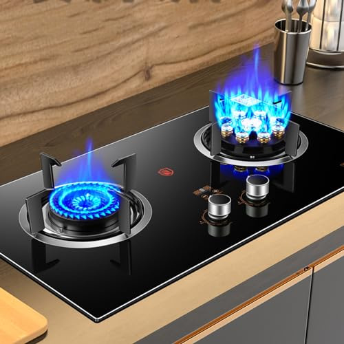 Gaskocher Mit 2 Brennern, Gehärtetem Glas, 5,0 KW/5,2 KW, 9 Kammern Mit Zeitgesteuerter Hoher Flamme, Freistehender Kocher For Camping Und Außenbereich (Size : NG)