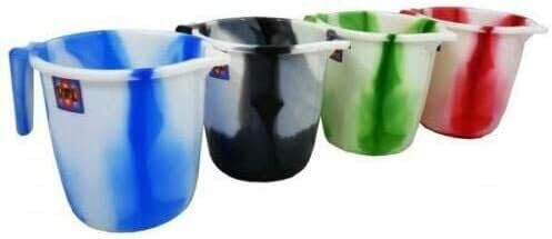 Set of 4 Asorted Colour Jug Plastic Water 1.5L Bath Multipurpose Mug Handy with spout & Handle Kitchen Plastic Mugs for Bathroom, Hair Washing Jug