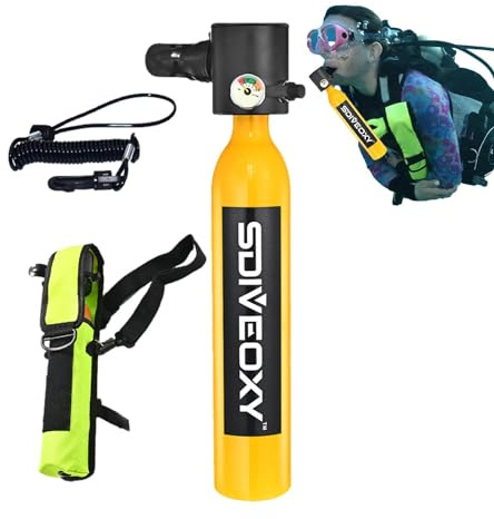Monozoz Mini dykningstank syrecylinderpump mini dykningstank dykutrustning snorkling dykflaska syremcylinder dykning lufttank set med handpump förvaringsväska, 0,5 l, MLCM8FR5RL1C3RPMR