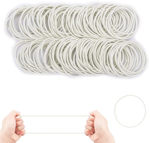 Elastici in gomma da 38 mm Diametro Elastici in Gomma da Ufficio, Spessore 1,5 mm, Colore Bianco,400Pezzi