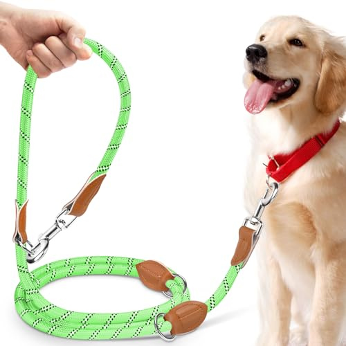PETCOOZ Hundeleine 3 M Verstellbare Schleppleine für Mittel- & Großhunde(20-60kg), Reflektierende Freihandleine mit 2 Karabiner, Doppelleine aus Robustem Nylon, 200 kg Extreme Kraft