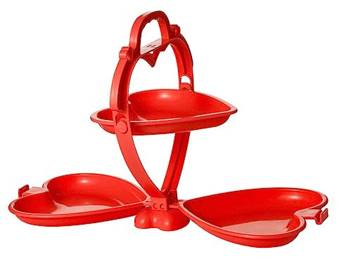 CIYODO Elegante Plato de Fruta Portátil Rojo Frutero Soporte para Almacenar Bocadillos Soporte para Frutas para La Encimera de La Sala de Estar