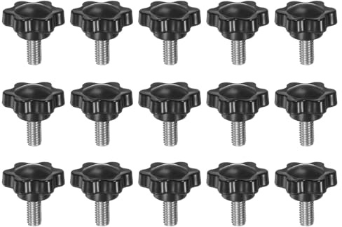 QUARKZMAN 15 Stück Rändelschrauben mit Sterngriff M6 x 12mm x 25mm Sterngriffschraube Kunststoff Knopf Edelstahl 304 Gewindebolzen Klemmschraube Sterngriffmutter Klemmknopf für Maschine