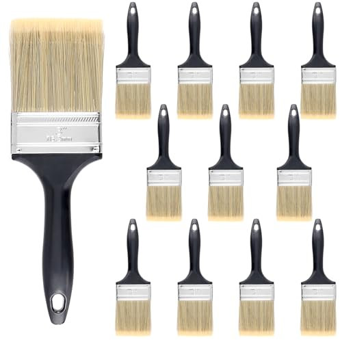 KEILEOHO 12 Stück 75mm Malerpinsel Set, Lasurpinsel mit Kunststoffgriff, Lackpinsel Flachpinsel für Malerei, Dekoration