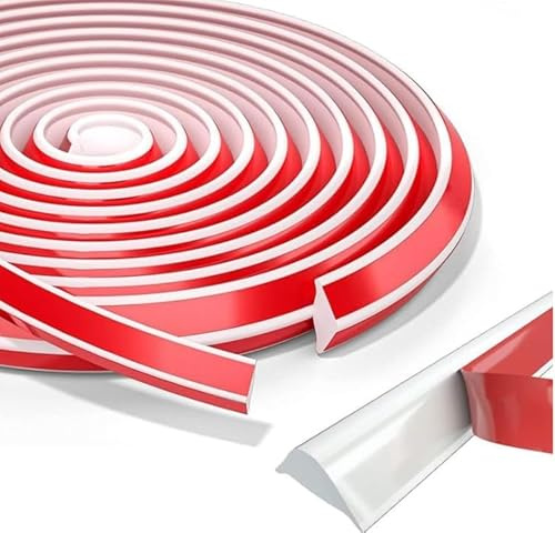 MeYuxg Zierleisten Selbstklebend, 5M Deckenleisten Selbstklebend, Flexible TPE Dreieck Zierleiste Wandleisten Selbstklebend, Stuckleisten Selbstklebend für Wände, Fliesen, Schrankkanten(27 * 20mm)