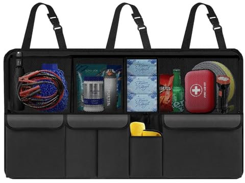 Car Boot Organiser, Boot Tidy for Car SUV Truck MPV VAN Large Car Boot Storage with 9 Functional Pockets, Car Organiser Waterproof Car Back Seat Organiser