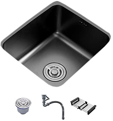 GAOXIONG Lavello da Cucina Lavello da Cucina in Acciaio Inossidabile 304 Mini Slot Singolo Lavello da Cucina Nero Nano Bar Piccolo lavabo sottopiano (Colore: Nero, Dimensioni: 40 * 38CM)