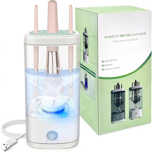 Gerbala Elektrische Makeup Pinsel Reiniger Maschine, 2025 Automatische Spinnerei Makeup Pinsel Waschmaschine & Halter Schnell Effizient für Tiefenreinigung Pinsel, Geschenke für Frauen (grau)