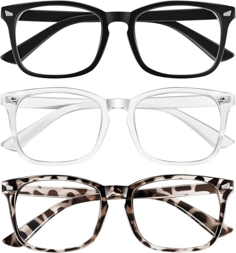 Snosue Reading Glasses for Women Blue Light Blocking Glasses Filter UV Square Readers Glasses for Men and Women 3 Pack Reader +3.50