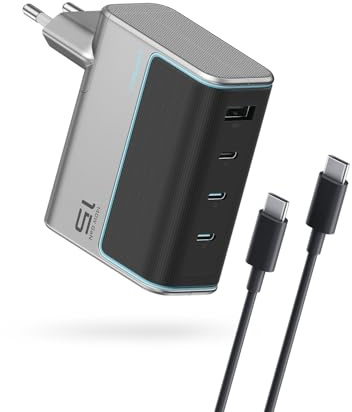 CUKTECH 140W Chargeur USB C GaN III, 4 Ports PPS PD3.1 avec Câble 240W 1,5m | 3C1A, ADC 2.0, Compact, Charge Rapide, Ignifuge V0, 9 Protections, Pour MacBook/iPad/iPhone 17&16/Samsung S26/Xiaomi/Switch