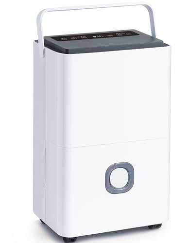 Katenpo 65L/Day Smart Commercial Dehumidifier: Low Energy Compressor, 4.5L Large Tank with Continuous Drain, 24H Timer & Mould Control, Quiet for Home/Bathroom/Bedroom/Garage/Basement/Drying Clothes