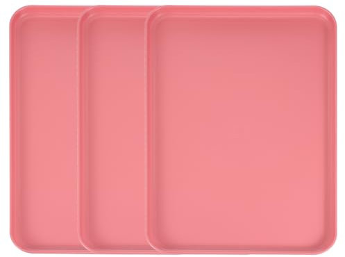 sourcing map Lot de 3 plateaux de service rectangulaires en plastique, 38,1 x 27,6 cm, pour cuisine, restaurant, café, fruits, hamburger, dessert, rouge