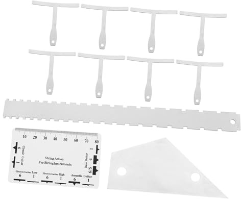 HAMPPLIES Medidor de Radio Metálico Portátil Kit de 12 Herramientas para Ajuste y Mantenimiento Regla de Acción de Cuerdas de Luthier de Guitarra para Guitarra Acústica Eléctrico