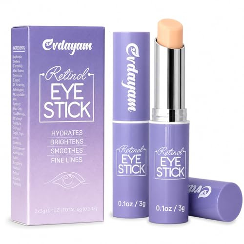 Eye Cream Augencreme Stick gegen dunkle Ringe & Schwellungen – Under Eye Balm Stick with Caffeine – Eye Brightener for Eye Bags, Wrinkles, Fine Lines – 2er-Pack