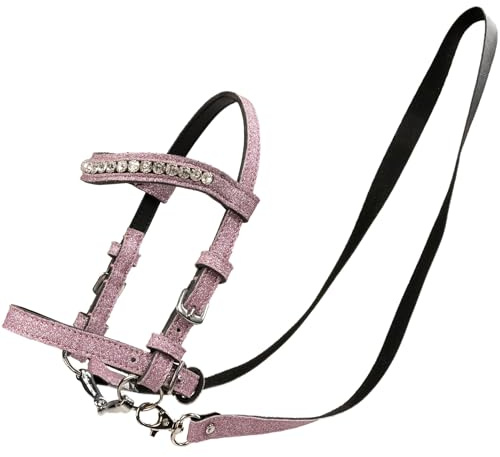 RL24 - Spielzeugtrense von My Hobby Horse – Trense für Steckenpferd – mit abnehmbarem Gebiss & Zügel – inkl. Stirnband mit glänzenden Steinen – Stockpferd Zubehör – Pink