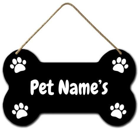 Horienteeon Personalized Dog Bone Sign 21cmx12cm, Cute Custom Dog House Wood Signs, Bone Shape Pet Name's Sign, Pet Signs for Dogs Cats Farmhouse Decorative, Custom Kennel Nameplate
