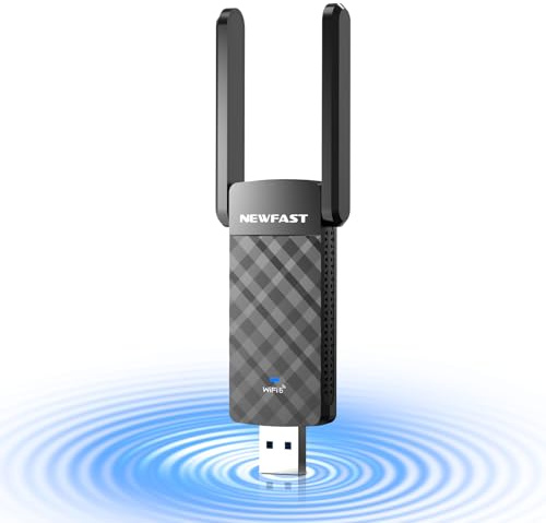 NEWFAST 1800Mbps USB WLAN Stick für PC,Leistungsstarker WiFi Adapter mit 2x5dBi High Gain Antennas,Dual-Band WiFi 6 Stick丨USB 3.0丨WPA3-Encryption丨MU-MIMO丨WLAN Adapter Only for Windows 11/10