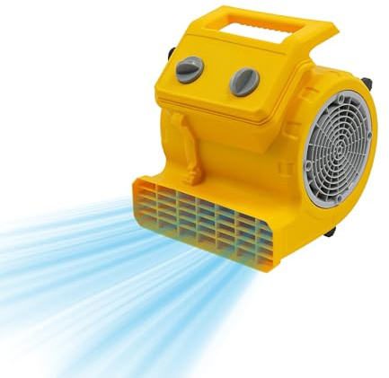 Fyssnn 250W Industrie Elektrischer Gebläse Boden Trocknungsgerät mit 3 Geschwindigkeitsstufen, Tragbarer Bodenventilator, Radiallüfter für Teppich, Fußboden Trocknung, Entfeuchtung, Lüftung (Gelb)