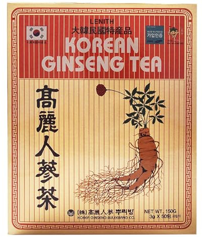 LENITH Korean Ginseng Tea, Instant Tea Sticks, Individually Wrapped, Hot or Cold Water Soluble – 5.29 oz