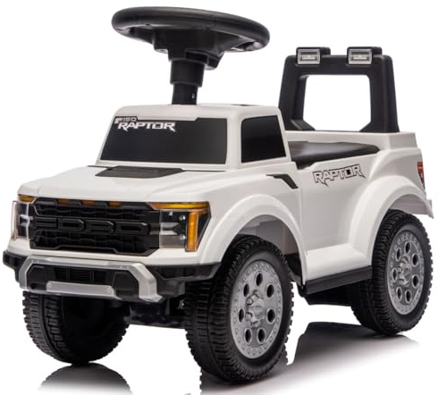 sun baby Rutschauto ab 1 Jahr – Ford Raptor – große Geländereifen, LED-Lichter, Sitz mit Rückenlehne und Stauraum, bis 25 kg, Weiß
