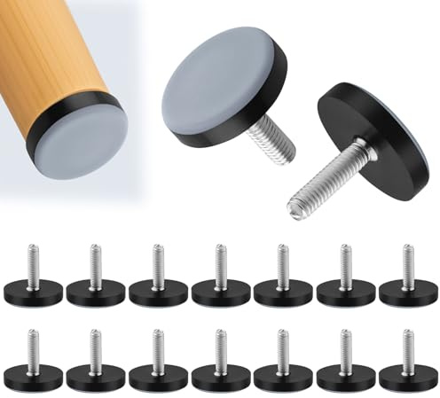 UYUYong 16 PCS Teflon Möbelgleiter mit Gewinde Möbelfüße Ø 30mm Möbelgleiter Rund Teflongleiter mit M6 Gewinde Verstellschrauben Stuhlgleiter PTFE Teflon Furniture Glides für Stühle Tisch Böden Möbel