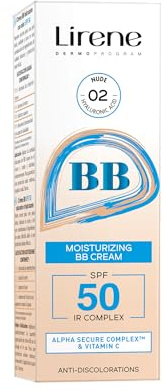 Lirene - BB Cream - Tinted SPF 50 - Sun Protection & Moisturising for Every Day - Evens Skin Tone, Helps Reduce Discolouration, Hydrates & Adds Radiant Glow - 30 ml - 02 Nude