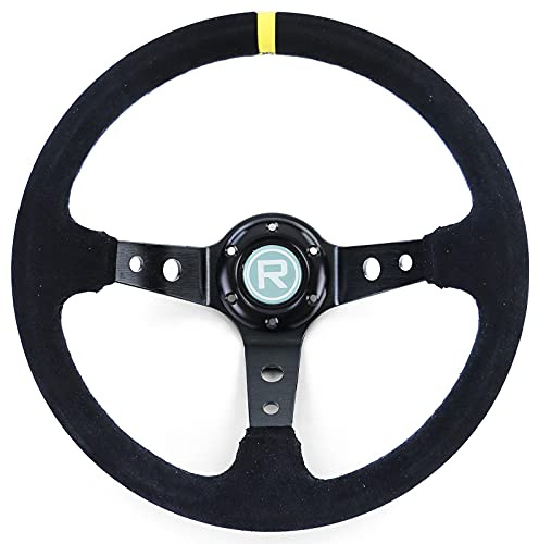 Sportlenkrad geschüsselt TYP 3 Echt Wildleder Schwarz 350mm für Momo Sparco