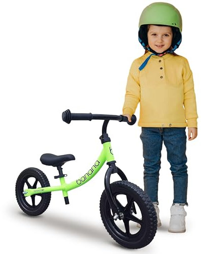 Banana Bike LT Laufrad 12 Zoll - Leichtes Fahrrad ohne Pedale für Kinder - Verstellbarer Sattel, Lenker - Pannensichere Reifen - Klein - Robuster Aluminiumrahmen - Für Jungen und Mädchen - Grün
