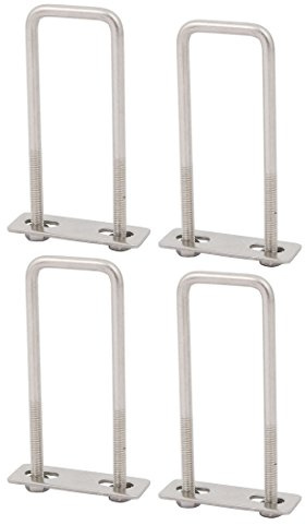sourcing map 4 Stück Bügelschraube M6 x 30 x 100mm Quadratrohrschelle U Bolzen Quadratische U Bügel mit Gewinde 304 Edelstahl U Schrauben mit Mutter Platte für Auto Rohr Abschleppen Befestigung