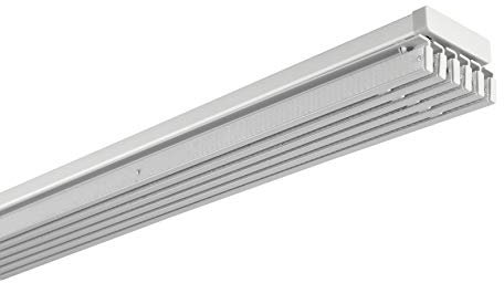 Gardinia Emia Flächenvorhangschiene Komplett-Set, Für Schiebegardine/Schiebevorhang, Paketseite Rechts, 3-läufige Vorhangschiene inklusive Zubehör, Ausziehbar, 225-335 cm, Aluminium