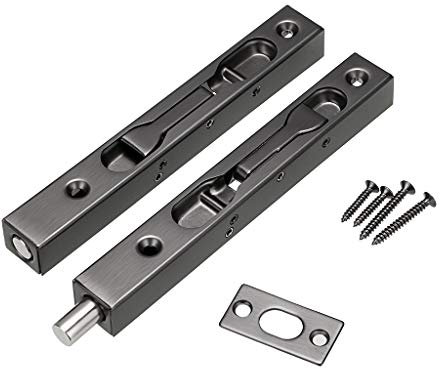 Sumnacon 2 Pcs Door Flush Bolts 6 Inch Flush Bolt for Double Door,Black