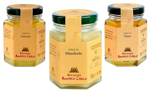 Tris Mieli Amodeo Carlo: Limone, Mandorlo, Timo 100gr x 3