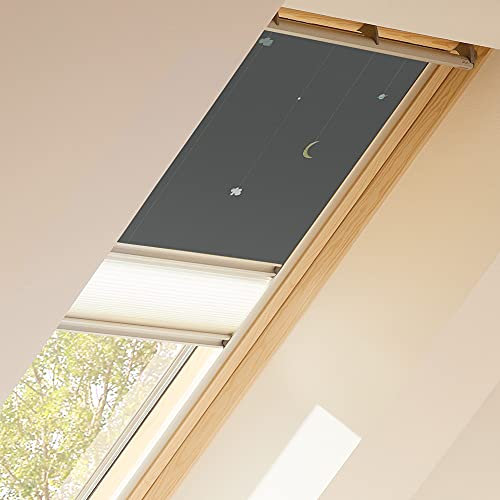 VELUX Original Dachfenster Duo Verdunkelungsrollo für F06, Mobile, mit weißer Führungsschiene