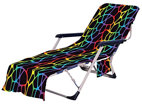 Strandtücher 3D Bunt Tier Leopard Blumen Muster Sommer Strandkorb-Handtuch mit Seitentaschen,Schonbezug Gartenliege für Sonnenliege, Pool,Sonnenliege Handtuch 75 × 210 cm (Farbe 6,75 × 210 cm)