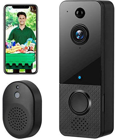 Lieberwell Campanello senza fili con fotocamera, wireless 1080P WiFi Video Telefono con Gong, Rilevamento pedonale, citofono a due vie, Cloud Storage, IP65 impermeabile