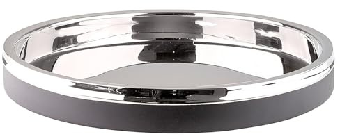 Fink rundes Serviertablett Ø 32 cm matt schwarz-Silber großes Tablett für Getränke & Snacks