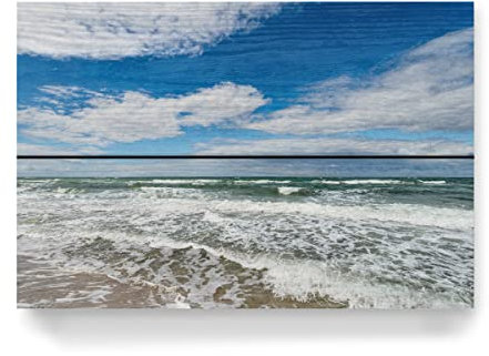 artboxONE Holzbild 30x20 cm Natur Himmel, Wolken, Wellen, Meer von Künstler Rico Ködder