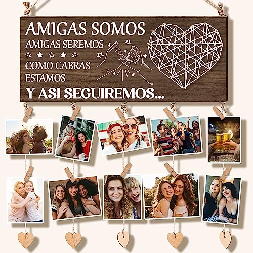 Vetbuosa Regalo de Reyes Magos Amiga, Marcos de fotos, Regalo Amiga Cumpleaños, Regalo Mejor Amiga Navidad, Equipar con 10 Estantes de Madera