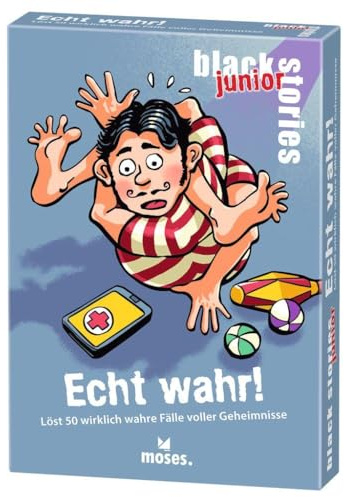 moses. black stories junior Echt wahr! - 50 Rätsel mit wahren Fällen voller Geheimnisse, Rätsel Kartenspiel mit Spielvariante und Punktechips, Rätselspiel für Kinder ab 8 Jahren