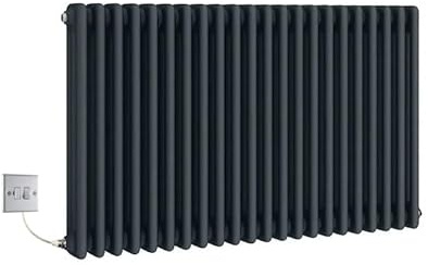 Manissa Electric Anthracite Traditional Column Radiator with PTC Element Old Cast Iron Type School Radiator + 7 Day Timer/Thermostat (3 Column 600mm H x 830mm W)