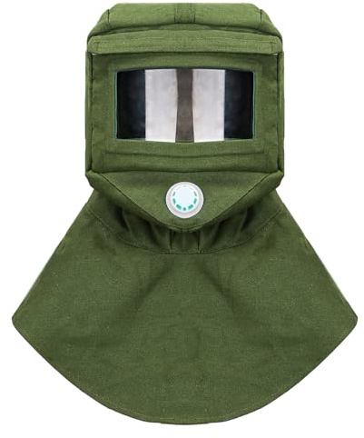Mardatt Sand Blasting Hood Cap, Canvas Sandblaster Mask, Shawl Cap Sandblaster Helmet, Anti Dust/Wind Protection Mask, Shawl Cap Face Protective Gear Mask for Spraying Sanding Painting, Green