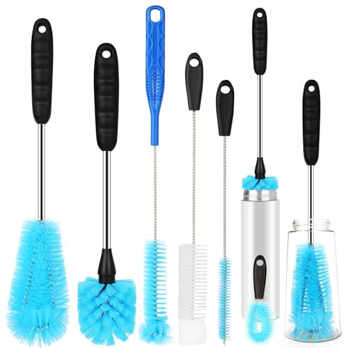 AnDocK 6 Stück Flaschenbürstenreiniger-Set, langer Griff, Edelstahl-Wasserflaschenreiniger-Bürste zum Waschen von Sportflaschen, Schmalhals-Flaschen, Babyflaschen, Geschirr, Flasche, Strohhalm